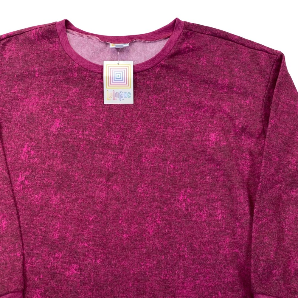LuLaRoe Raspberry Pink Heathered Fleece Sweatshirt Cropped Boxy Fit Womens 2XL